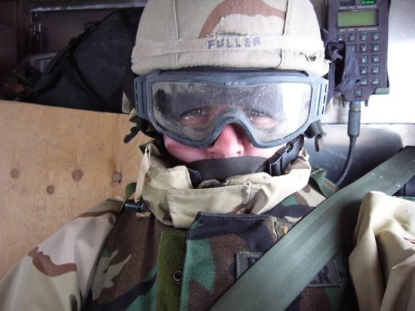 Riding in a windowless Humvee on a cold, wet, and snowy morning in Iraq in Feb 2004. 