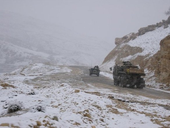 Our convoy trying to deliver supplies atop Sinjar Mountain in NW Iraq. We didn't make it. 